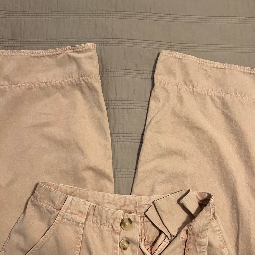 Free People Long Game Chinos Soft Pink Mauve Wide Leg - Picture 5 of 9